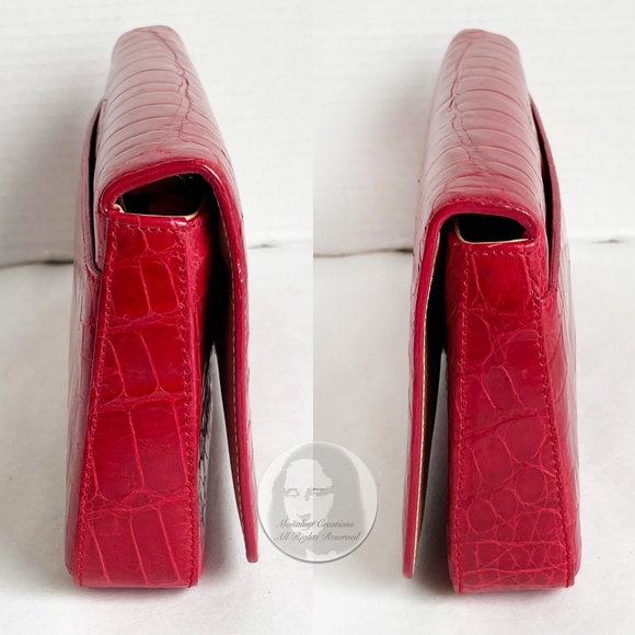 Coach Alligator Clutch Bag #8389 Italy Limited Edition Red Genuine Alligator HTF - Picture 7 of 13